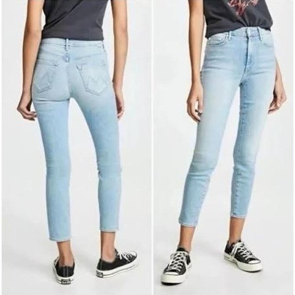 MOTHER Denim - MOTHER The Looker Crop Swimming Pool Sunday Denim Jeans Blue Sz 24